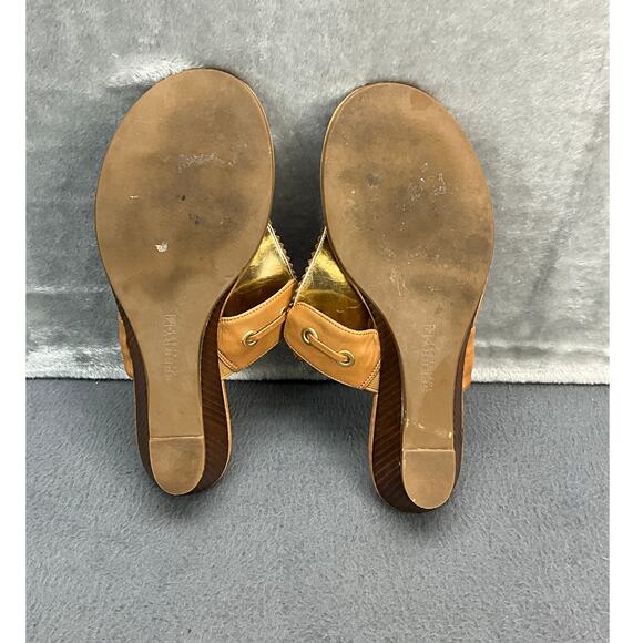 Sperry Topsider Tan Leather Tassel Flip Flop Slip On Wedge Sandal Women 8.5M - Picture 9 of 9